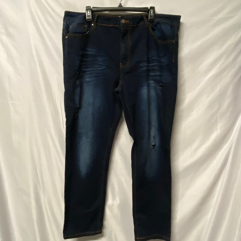 VIP Jeans Distressed Stretch 23/24 Denim Dark Wash Jegging Distressed Whiskered